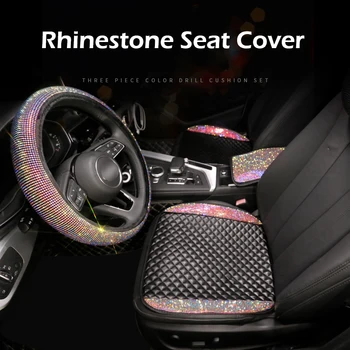 

Plush Leather Car Seat Cover Diamond Auto Interior Seat Cushion Accessories Black Universal Size Winter Seats Covers Car Styling