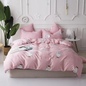 

Fashion Milk Bottle Bedding Set Soft Comfortable Bed Linens Set Pillowcase Sheet Bedclothes Kids Pink Bed Duvet Cover Set