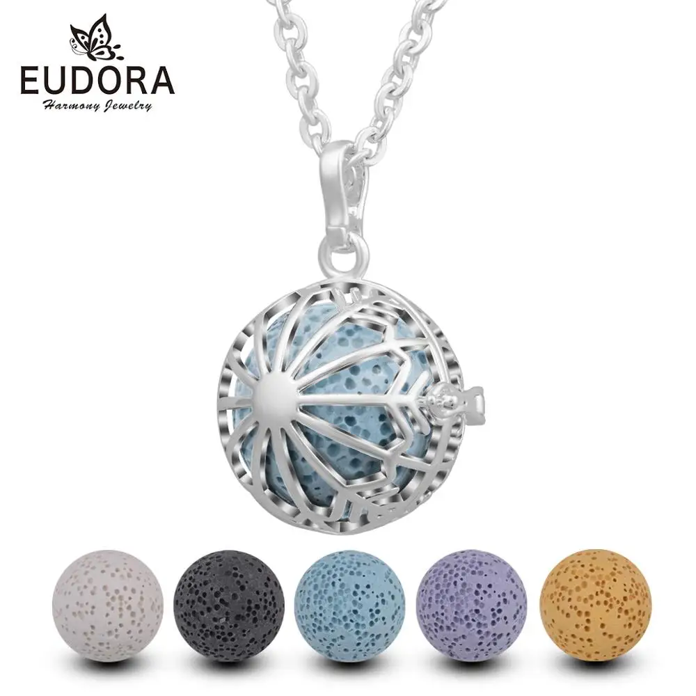 EUDORA 20 mm snowflake Round hollow cage Pendant fit Lava Balls or Chime ball Aromatherapy Essential Oil Diffuser Necklace H247 2