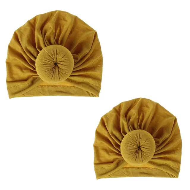 Fashion Mommy and Baby Cotton Round Ball Flower Hat Women Caps Girls Newborn Turban Knot Kids Adult Headwear Hair Accessories 2pcsmom and baby