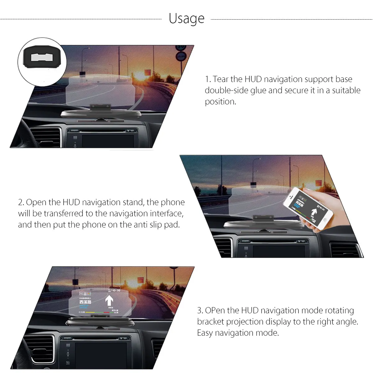 Universal HUD Head Up Display Car Cell phone GPS Navigation Image Reflector Holder Mount