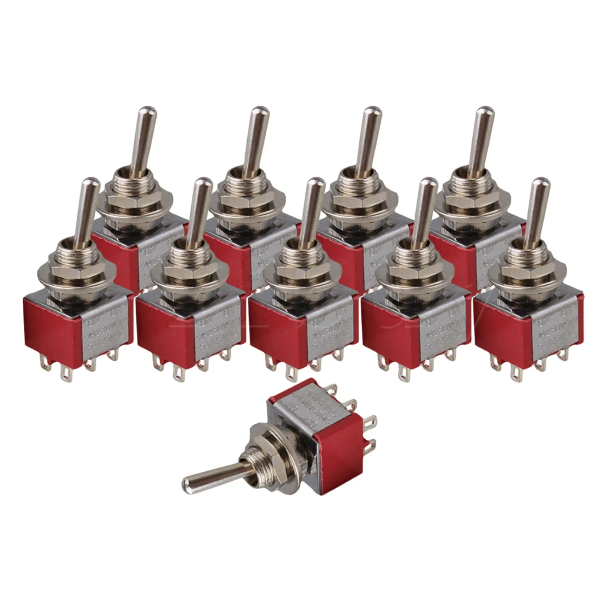 

10pcs 6 Terminal 2 Position TGD3 Miniature Toggle Switch ON/ON 5A 125V 3A 250V
