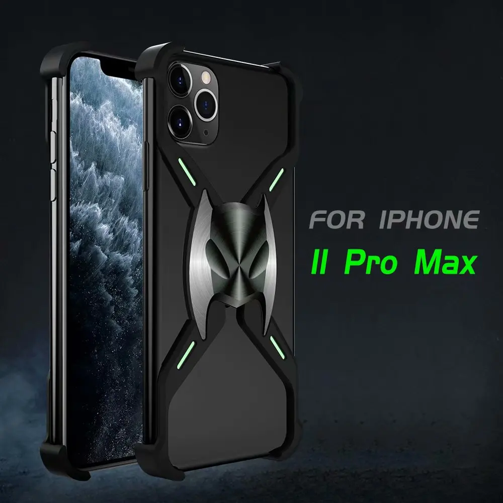 Для iPhone 11 Pro X XS Max XR 8 7 Plus Роскошная Магнитная адсорбционная маска летучей мыши Алюминиевый металлический бампер рамка чехол с покрытием в виде брони Coque - Цвет: iPhone 11 Pro Max