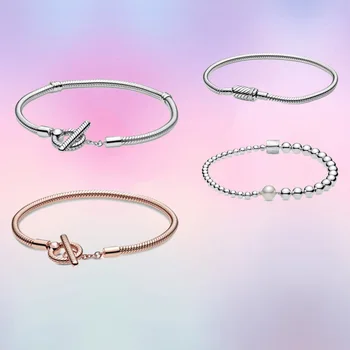 

2020 Autumn Collection bracelet Pearl & Polished Beads Sliding Magnetic Clasp Snake Chain T-Bar Snake Chain Bracelet for Women