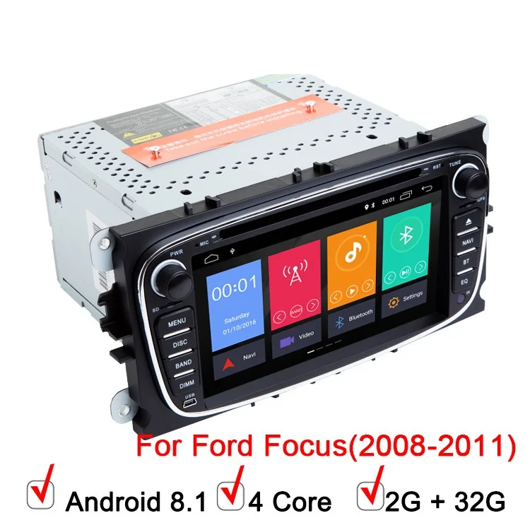 Авторадио 2 Din Android 8,1 автомобильный dvd-плеер для Fo rd Focus 2 3S-Max C-Max Mondeo 4 Galaxy Kuga 2008-2010 gps навигационная головка Uni