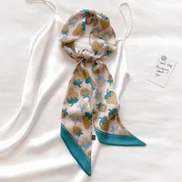 KOI LEAPING aesthetic Strawberry long silk scarf female multi-function decorative scarf headband tie wrist strap bag belt 2