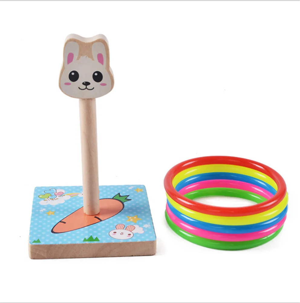 Деревянные кольца бросать игровой набор конус Бобы Сумки головоломки ребенок день рождения Вечеринка Семейная Игра - Цвет: Rabbit