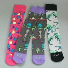 Женские хлопковые носки с забавным принтом инопланетянина