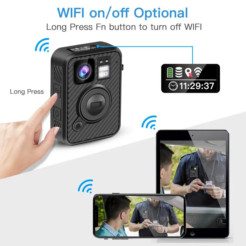 Boblov Mini Camera F1 64GB Body Worn Cam WIFI GPS For Law Enforcement 10H Recording Night Vision DVR Recorder Camera Police