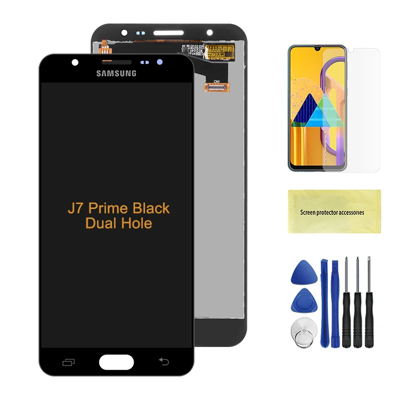 5," дисплей для SAMSUNG Galaxy J7 Prime lcd сенсорный экран G610 G610F G610M для SAMSUNG J7 Prime G610 lcd - Color: Dual Hole Black