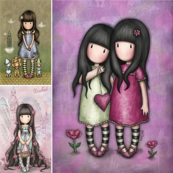 

Diamond Painting Cartoon Girl Santoro London DIY Cross Stitch Full Diamond Mosaic Embroidery Sale Living Room Diamond Paintings