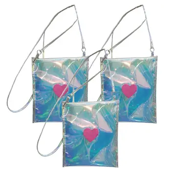

3Pcs Summer Crossbody Bag Fashionable PVC Shiny Shoulder Phone Bag Chain Bag for Women Girls