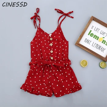 

Toddler Baby Girl Clothes Love Peach Heart Print Strap Romper Jumpsuit One-Piece Outfit Costume for Kids Summer Girl Clothing