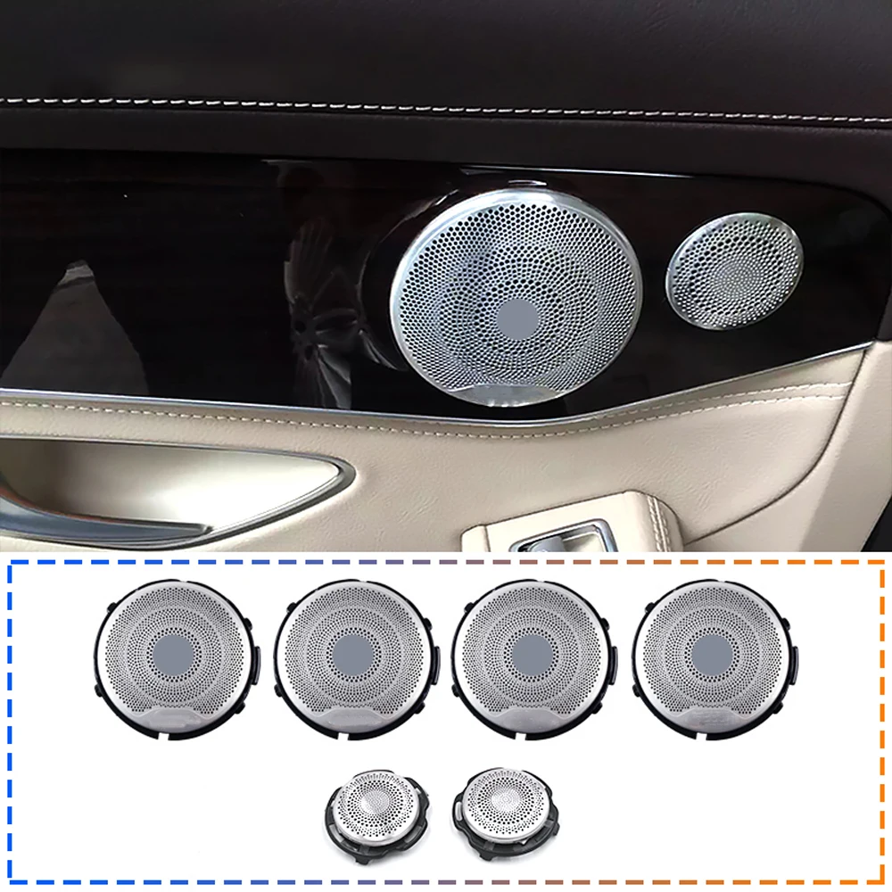 

6 pcs audio speakers cover for W213 W205 GLC Mercedes Benz AMG E C Class car door tweeter trim stickers high quality replacement