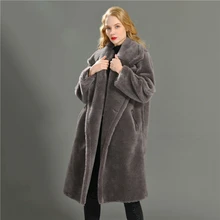 MAOMAOFUR  100% Real Wool Teddy Coat Ladies Winter Fashion  Real Sheep Fur Jacket Female Warm Oversize Clothing  Wool Outerwear