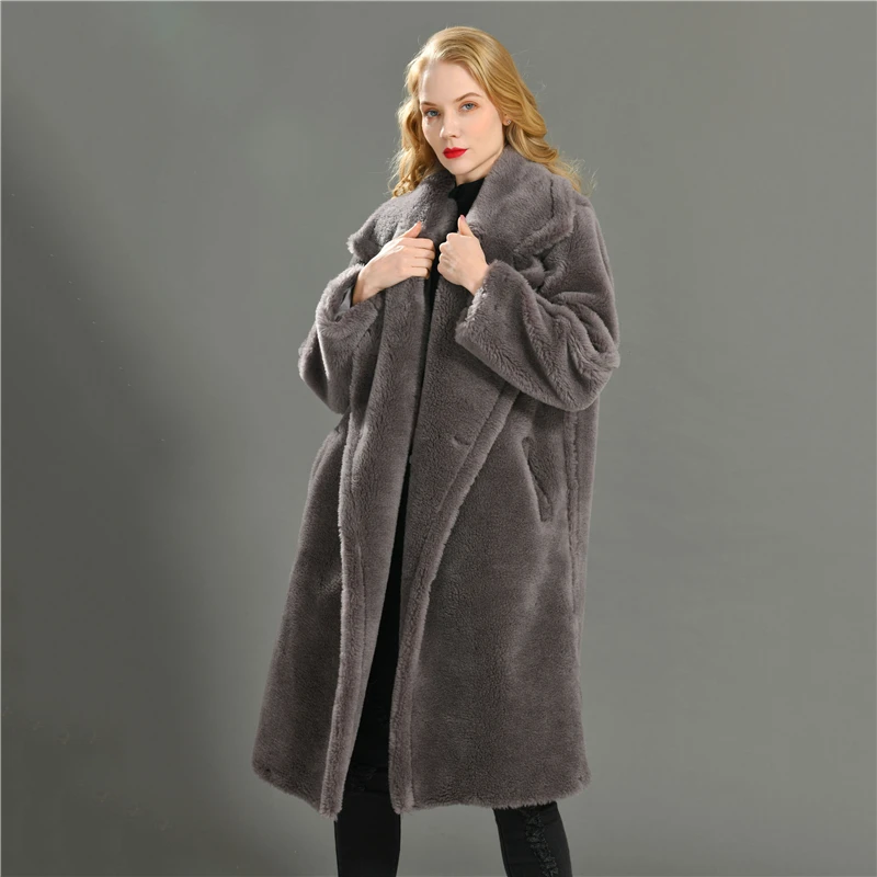MAOMAOFUR 100% натуральное шерстяное пальто Тедди женская зимняя модная куртка из