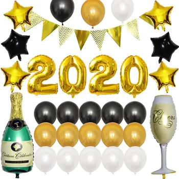 

31PCS 2020 New Year Balloons Kit Latex digital Pentagram Balloon Party Supplies KTV Hotel Birthday Party Decoration wine bottle