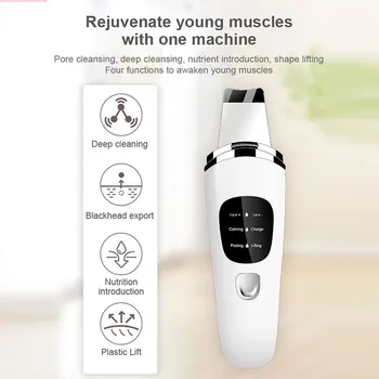 

Ultrasonic Facial scrubber skin care tool waterproof ultrasonic facial cleanser and rejuvenate machine with rechargeable