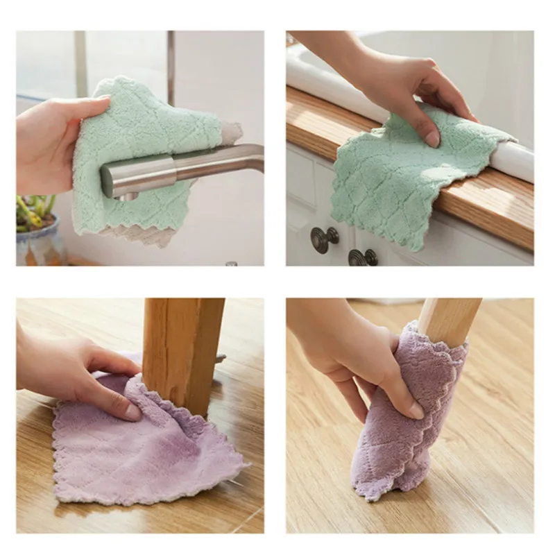 8PCS Microfiber Kitchen Dish Cloth Absorbent Towel Non-stick Oil Washing Cloth Rag for Household Tableware Cleaning Wiping Tools