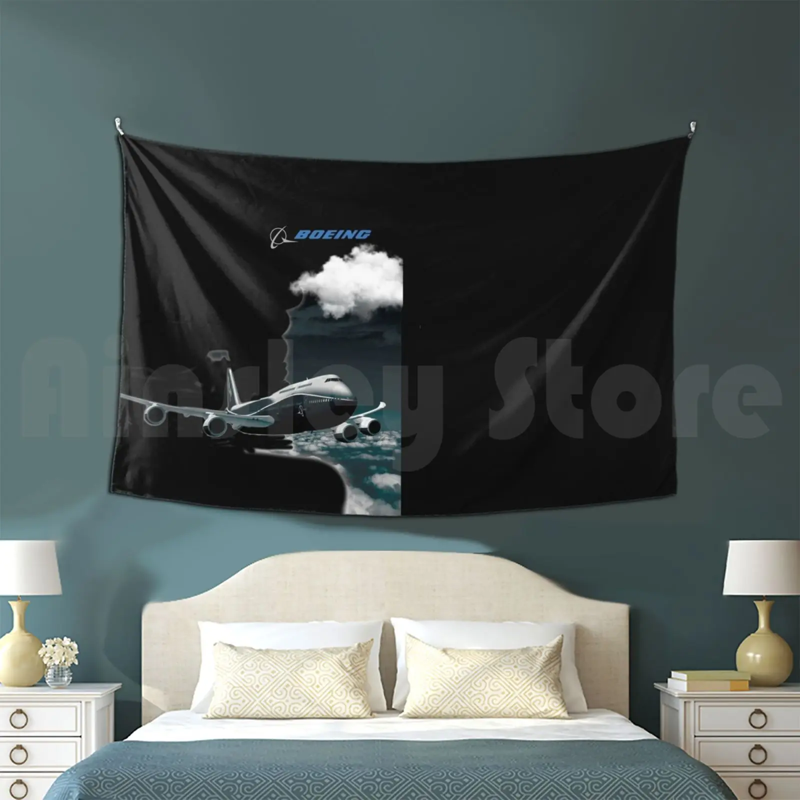 Boein Aereo E Logo Nel Cielo Arazzo Soggiorno Camera Da Letto Boeing 747 Boeing Boeing Logo Aereo Spotter Aereo Spotting