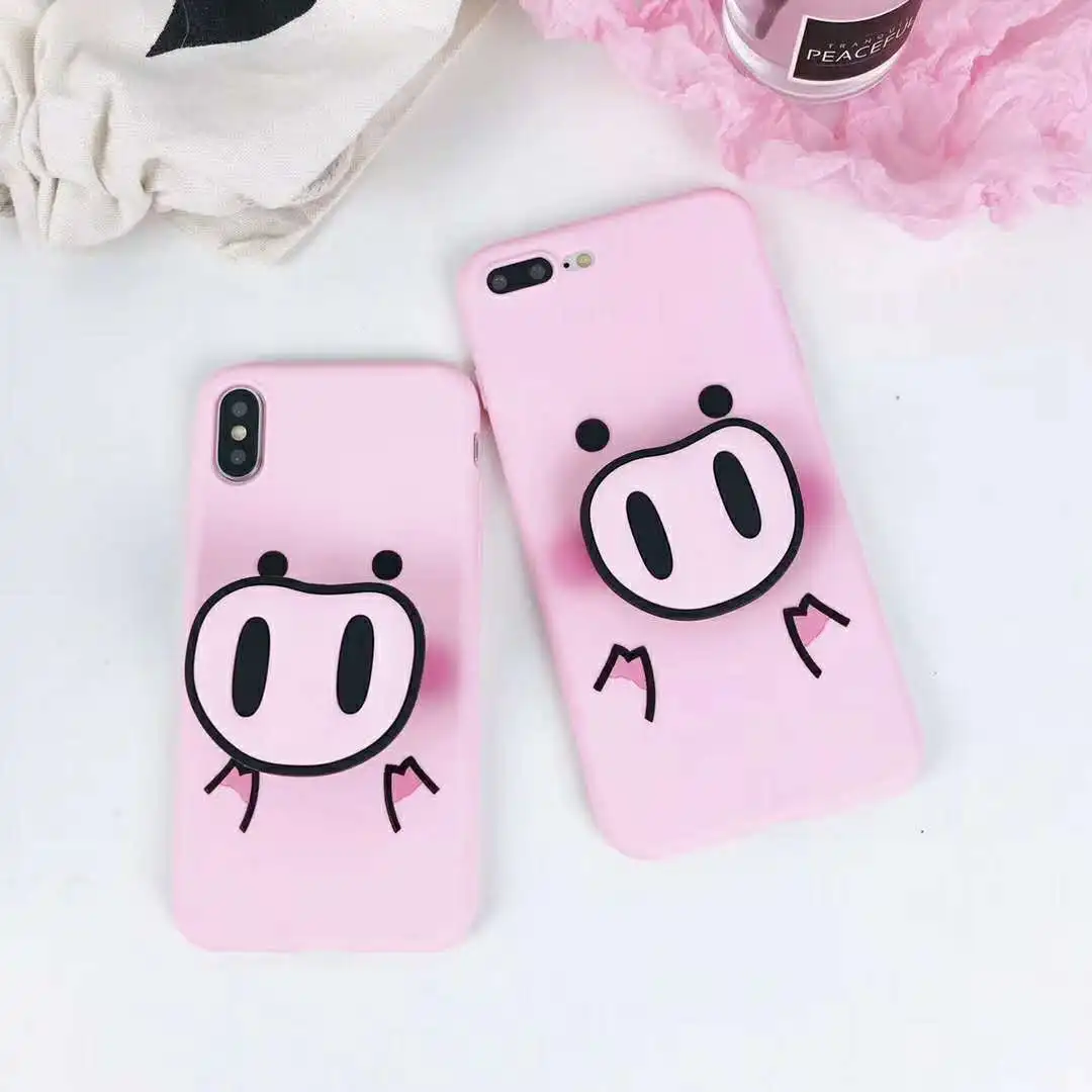 Girl Cartoon Pink Airbag Pig Mobile Shell For XiaoMi RedMi 4 5 A X Drop-proof Note 6 7 Pro Cute with lanyard phone case |