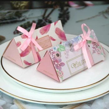 

10pcs Triangle Candy Box Baby Shower Gifts For Guests Birthday Party Babyshower Boy Girl Gift Bag Party Supplies