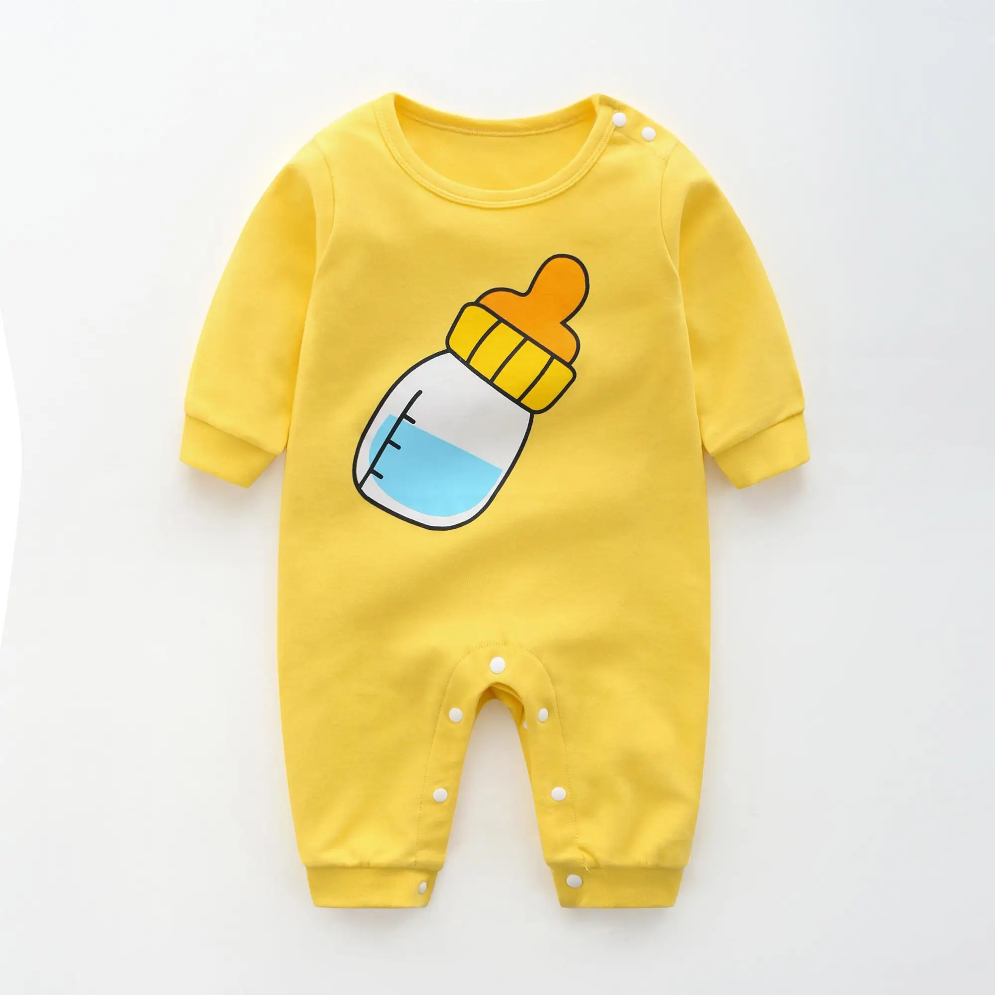 Baby Male Baby Cotton Female Baby Long Sleeve Bodysuit 0 To 12 Months Harbin Clothes Newborn Clothes Spring And Autumn Pajamas - Цвет: Темно-серый