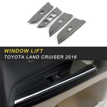 

Car Windows Control Panel Chrome Cover Trim Frame Sticker Interior Accessories for Toyota Land Cruiser 200 2016-2018