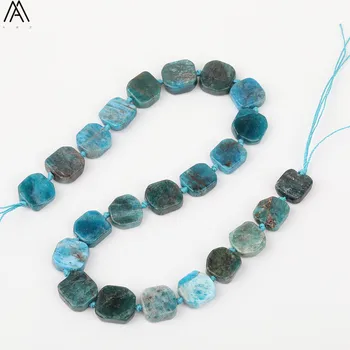 

Full Strand Natural Blue Apatite Slice Square Beads Jewelry DIY,Irregular Raw Stone Slab Beads Pendant Necklace XT-12AMDE
