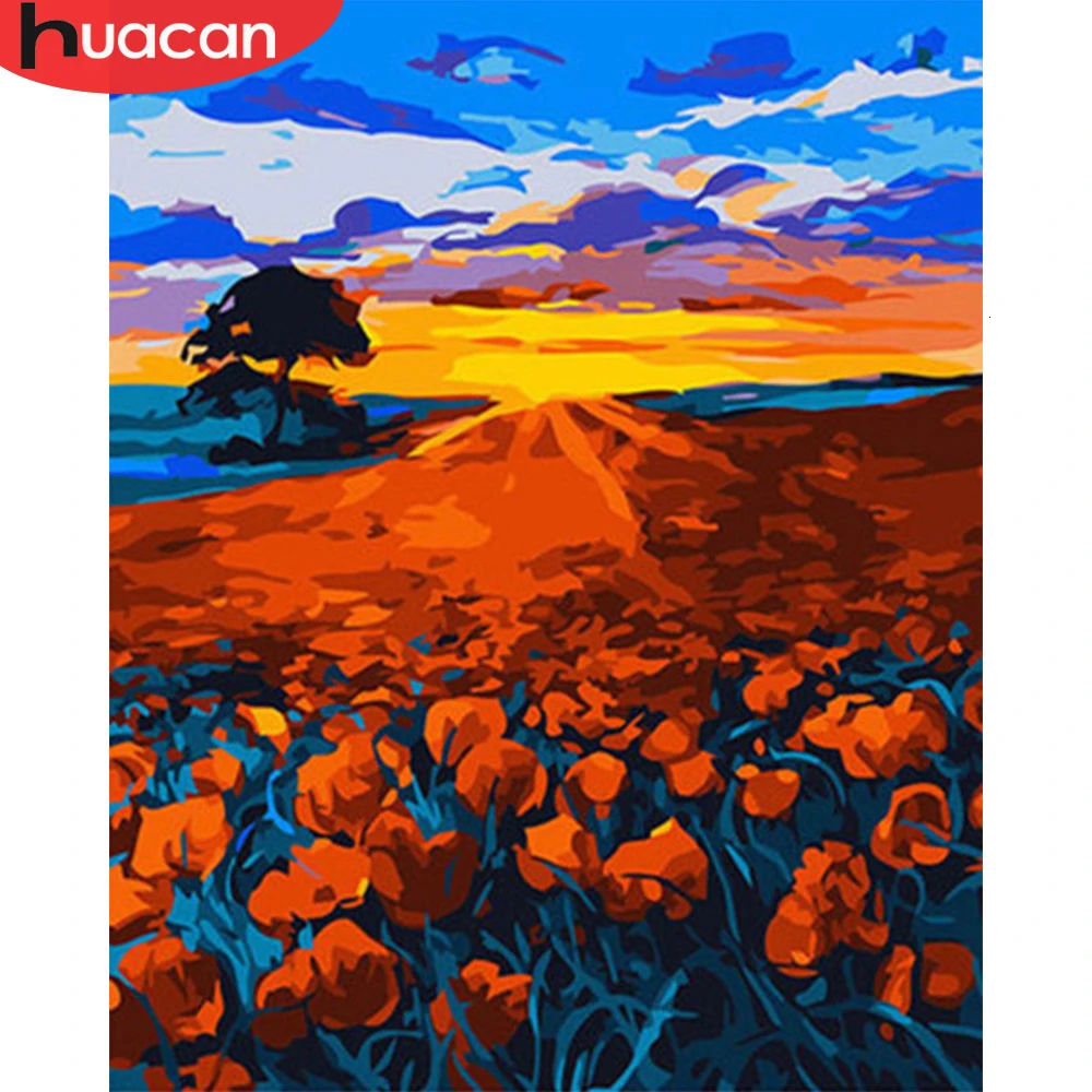 HUACAN Paint By Numbers Landscape Drawing On Canvas HandPainted Art Kits DIY Gift Home Decoration