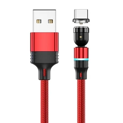 AUFU 540° Rotating Magnetic Charging Cable with USB and Type C Connections - 1m (Red for Type C)