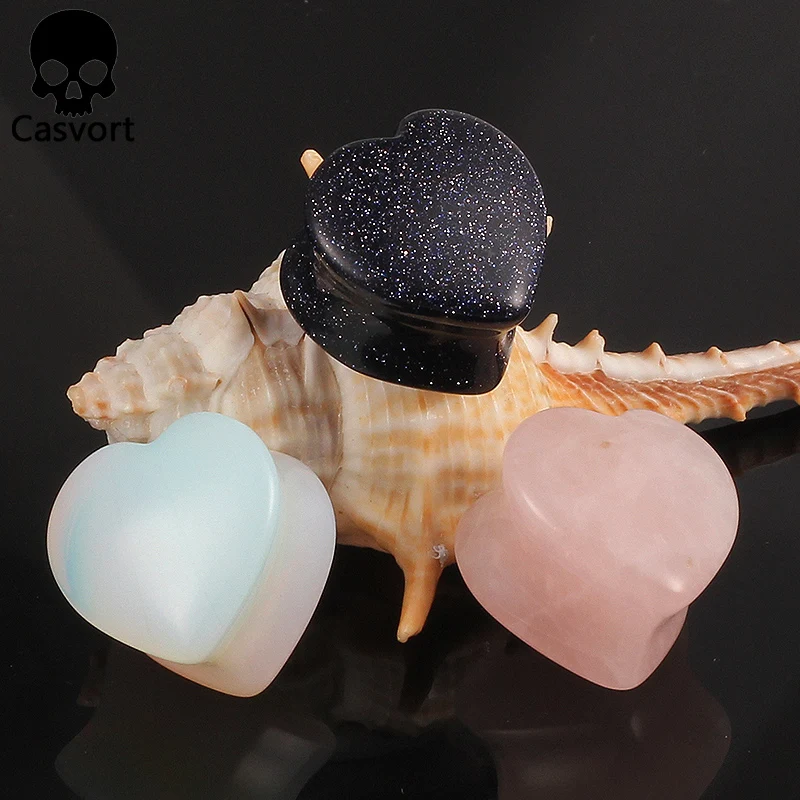 Casvort 2 шт. сердце камень пирсинг уха, ювелирное изделие для тела, измерительные приборы Вилки растяжители для туннелей Серьги Тоннели расширитель мода подарок 2 шт./лот