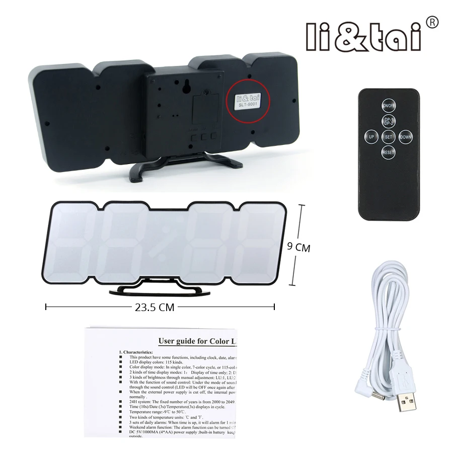 Remote Control Digital Wall Clock 115 Colors LED Table Clock Sound Control Desk Alarm Show Time Temperature Date Humidity