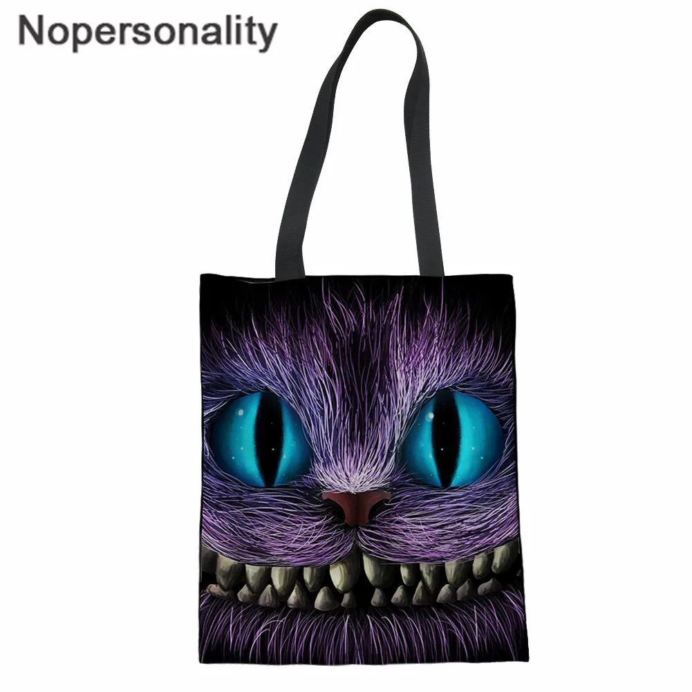 Сумка тоут Nopersonality с изображением Чеширского кота Женская холщовая Повседневная