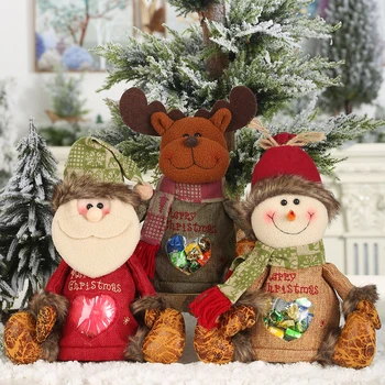 

32*25cm Christmas Decorations Bark Transparent Candy Bag Cartoon Doll Creative Children Candy Bag Children gift Christmas Toys