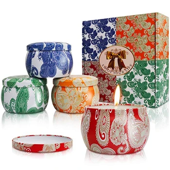 

Portable 4 PCS Set Family Travel Aromatherapy Candle Smokeless Fragrance Handmade Wedding Party Valentine's Day Candle GiftLA266