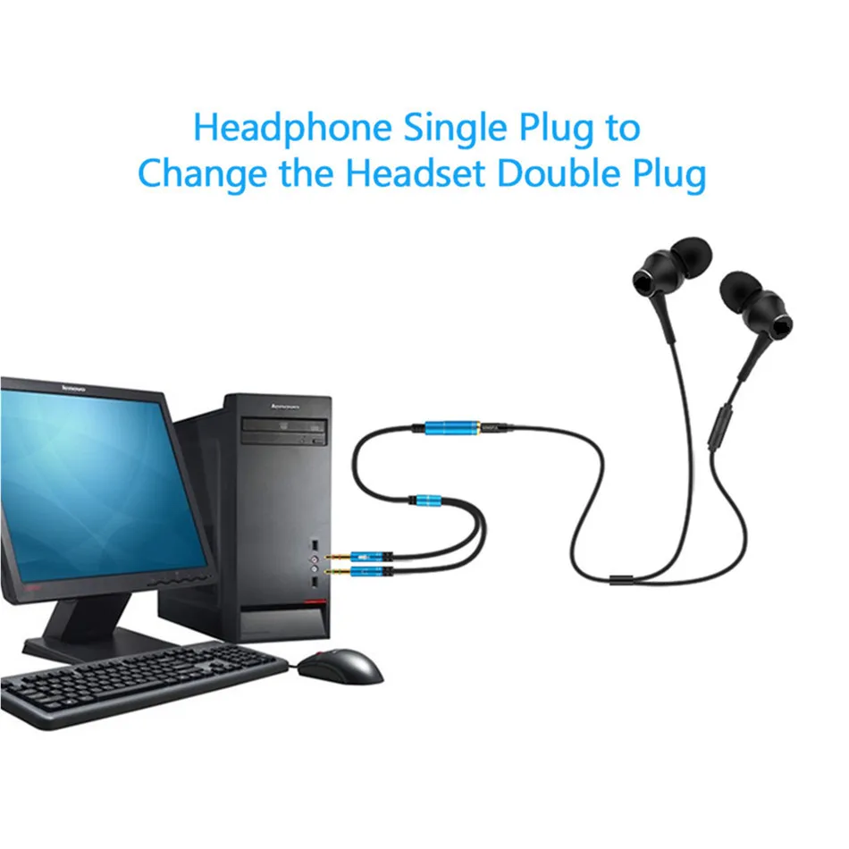 3 5mm Jack Mic Headphone Splitter Cable for Computer 3 5mm Female to 2 Male Audio Y Splitter Cable Headset to PC Adapter 0 3M