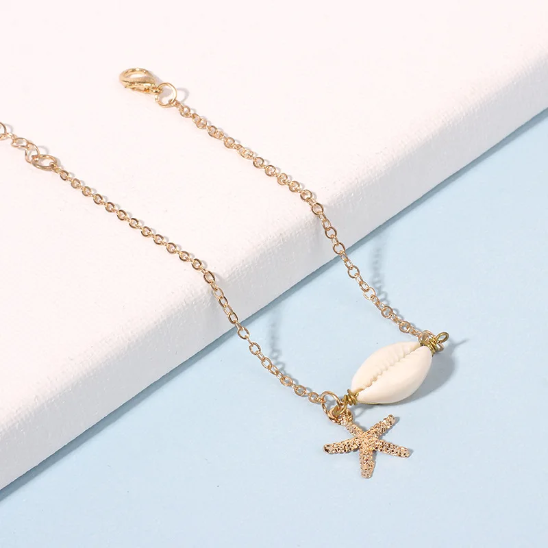 

2019 New Style Chain Anklet Creative-Starfish Natural Shell Anklet Women's Summer Day Style Beach Accessories
