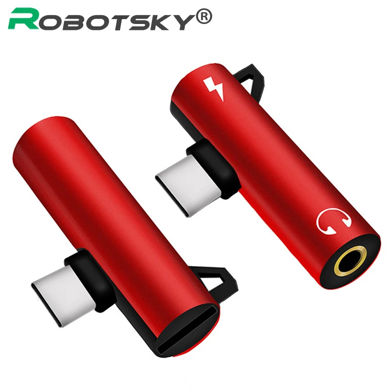 Robotsky 2 в 1 type C до 3,5 мм преобразователь для наушников usb type-C наушники аудио адаптер для Xiaomi 6 huawei samsung USB C телефонов