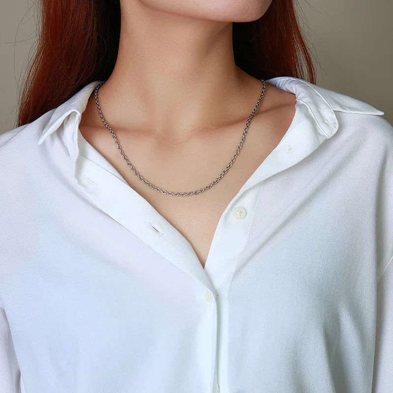 3mm Chain Link Necklace for Women Men 