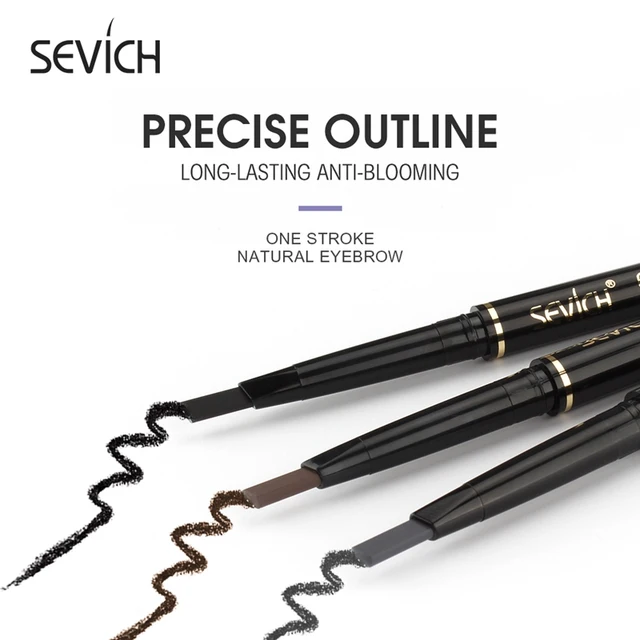 Sevich 3 Color Professional 2 in 1 Double Ended Eyebrow Pencil Natural Long Lasting Rotating Automatic