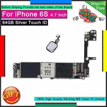 

For IPhone 6S Motherboard 64GB Silver Touch ID Unlocked Disassembly Mainboard Good Working Logic Board Tested Full Functions
