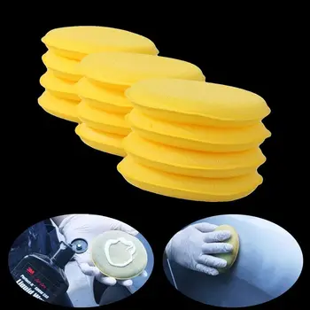 

12PCS/set Car Waxing Sponge 100*10mm Round Car Cleaning Wash Sponge Auto Waxing Sponge Polishing Pad Yellow