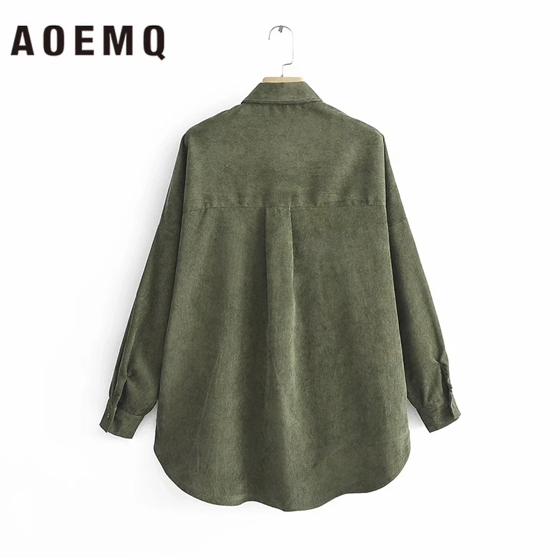 AOEMQ модные панк пальто/куртки темно-зеленый Готический стиль куртки теплые вельветовые однобортные короткие куртки женская одежда