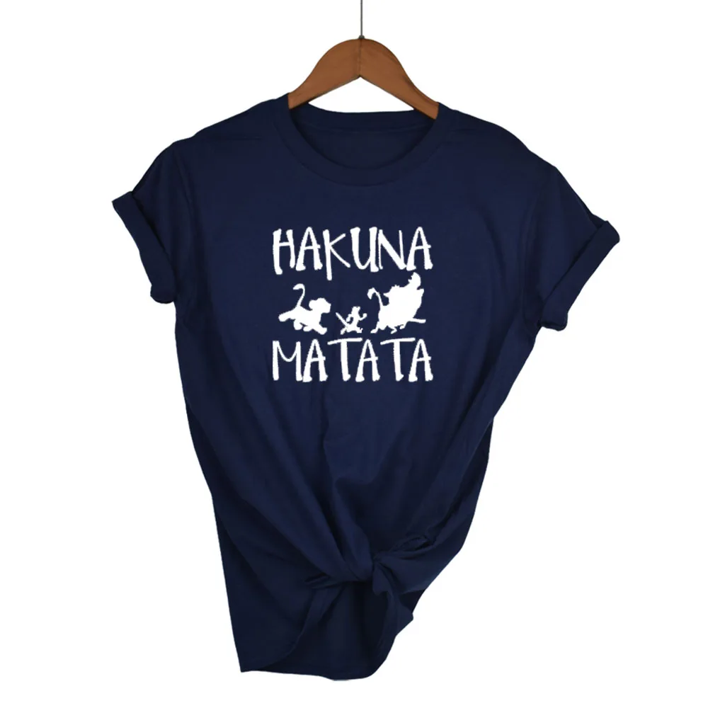 Новинка, футболка s для женщин, Hakuna Matata, Ulzzang, принт Король Лев, футболка для отдыха, круглый вырез, короткий рукав, футболка