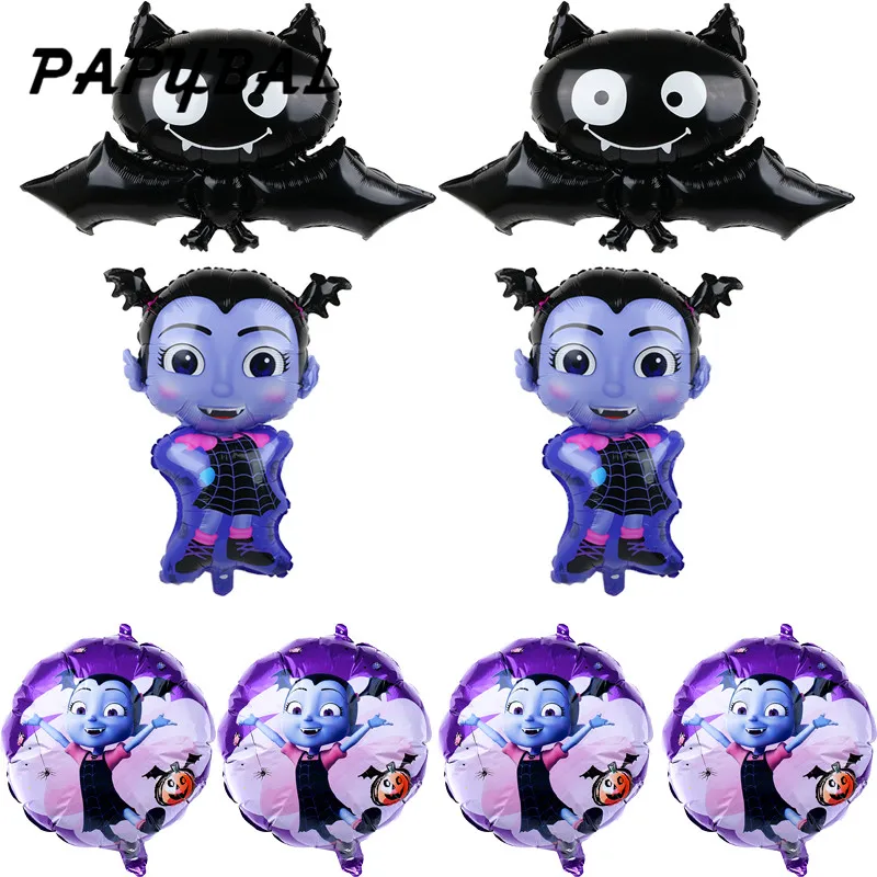

8pcs/lot 86*68cm Vampire Girl Bat Witch Helium Foil Balloons Children Toys Globos Halloween Party Vampirina Balloon Decorations