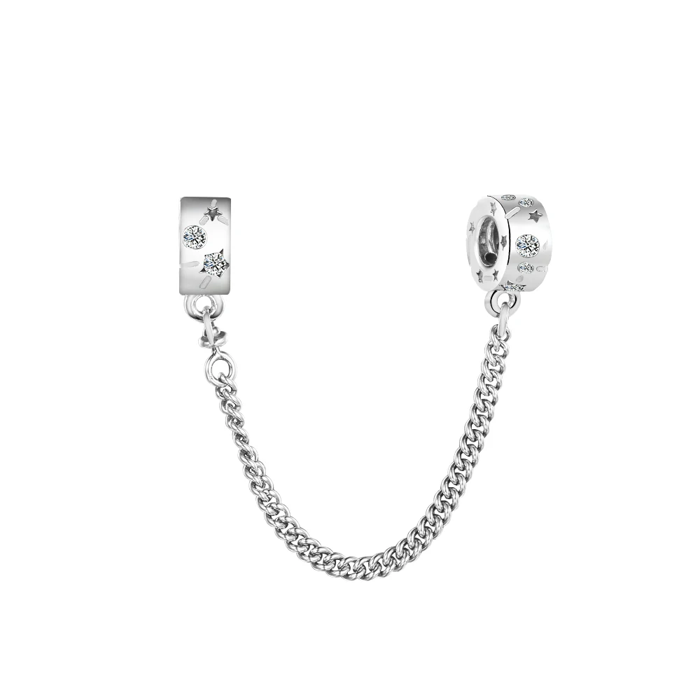 

Stars & Galaxy Safety Chain Woman DIY Sterling Silver Jewelry Beads For Jewelry Making For Original 925 Silver Bracelets