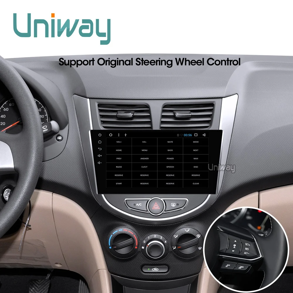 Perfect Uniway ARN9071 2 din android 9.0 car dvd for hyundai solaris accent verna 2011 2013 2014 2015 car radio gps navigation stereo 5
