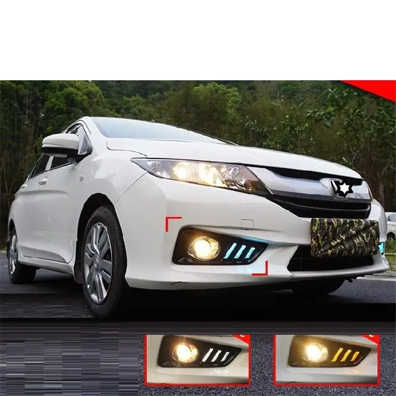 Дневные ходовые огни Luces Para Автозапчасти Светодиодные автолампы аксессуары для автомобиля освещение фары передние противотуманные фары 17 18 для Honda City