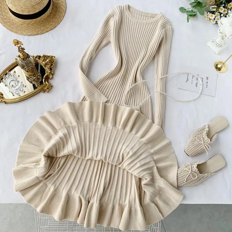 

New 2019 Women Black Long Robe Fashion Autumn Winter Slim A Line Baisc Casual Sweater Dress Ladies Elegant Knitted Dresses
